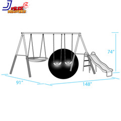Metal Swing Set with 2 LED Swing Seats Super Disc Swing & Wave Slide FREE SHIPP