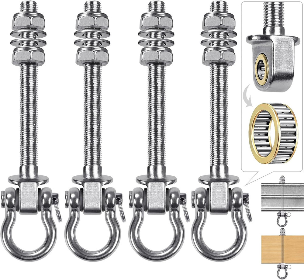 4Pcs Heavy Duty Swing Hangers with Bearings Swing Hooks for Wood & Metal Beams S