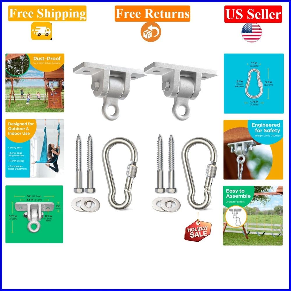 Heavy Duty Swing Set Hangers 2-Pack for Indoor & Outdoor Use