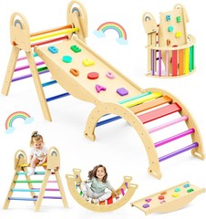 9-in-1 Montessori Climbing Toy for Toddlers, Foldable Wooden Indoor Jungle Gym