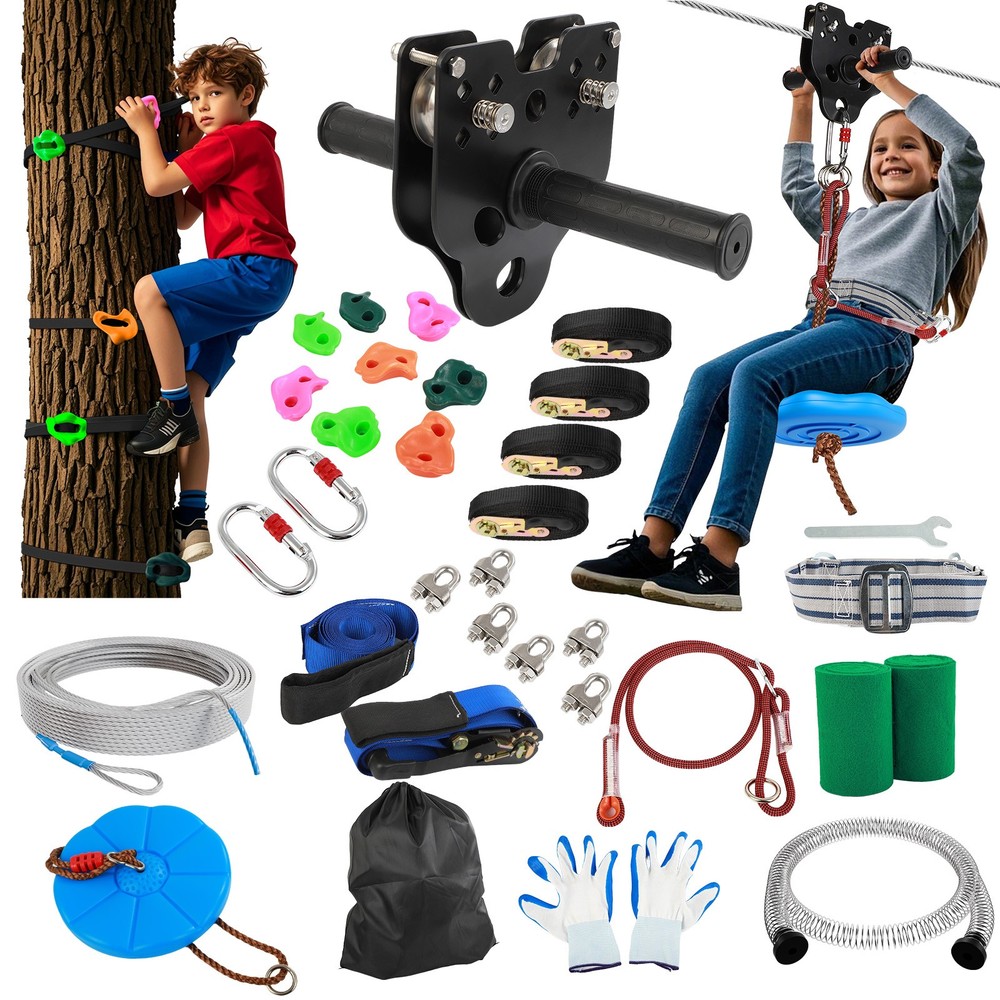 180FT Zipline for Backyard Kids and Adults Up to 400 lbs Backyard Playground Set