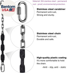 4 Stainless Steel Chains (Black 84″) Swing Chains, Heavy Duty Swing Hardware,4 Q