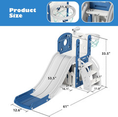 6-in-1 Toddler Slide and Climber Playset with Basketball Hoop and Telescope