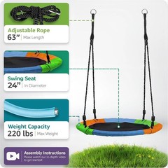 Kids Outdoor Tree Swing – 220lbs Capacity, Adjustable Ropes
