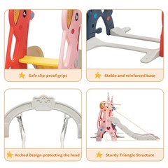TOBBI 5-in-1 Kids Slide&Swing Playset Toddlers Indoor Outdoor Climber Playground