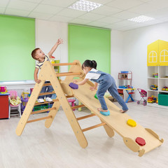 Pikler Triangle Set 3 in 1 Climbing Toys for Toddlers Foldable Wood Montessori B