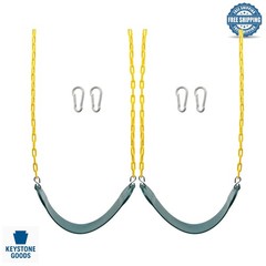 Heavy Duty 2-Pack Playground Swing Seats – Green, Supports 250lb, Includes 66…