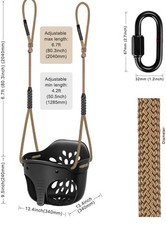 Heavy-Duty High Back Full Bucket Toddler Swing Seat with Locking Carabiners a…