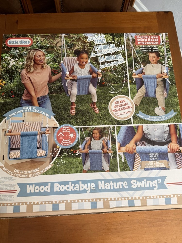 Little Tikes Wood Rockabye Nature Swing Adjustable Height Easy Set Up