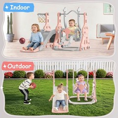 Toddler Slide and Swing Set – Baby Slide for Toddlers Age 1-2, with Basketbal…