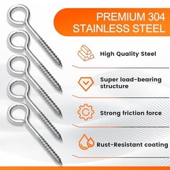 Pcs Self Tapping Eyelet Screw Eye Bolt，6 Inch Heavy Duty Screw M10-6 INCH 2