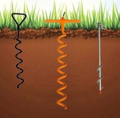 4 Spiral Ground Anchors – Screw in Ground Stakes 18″ – for Trampoline and more