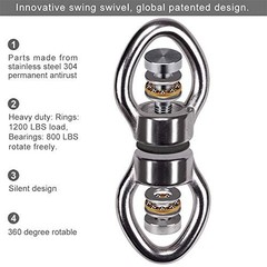 Silent Bearing Swing Swivel with 2 Carabiners – 360° Rotational Device for Tree