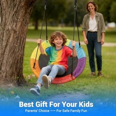 Saucer Tree Swing for Kids Adults Outdoor 40 Inch 900lb Weight Multicolor