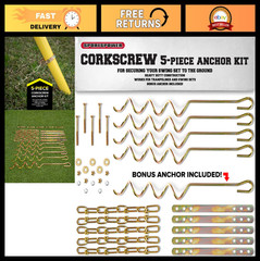 Deluxe 5-Piece Metal Ground Anchor Kit for Swing Sets & Trampolines – Gold