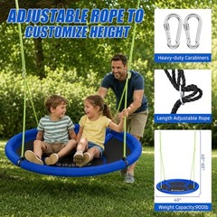 43″ Tree Swing 600LB Weight Capacity with Hanging Carabiners, Waterproof Blue