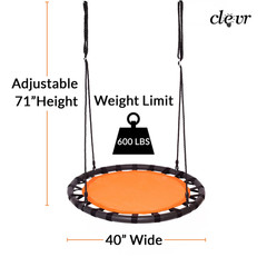 40″ Tree Net Web Saucer Round Swing, Adjustable 71″ Height Rope, 600 lbs