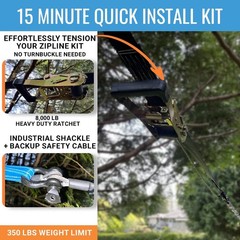 Hyponix Zip Lines for Kids and Adults Outdoor up to 350 Lbs – 180 ft – 15 Min…