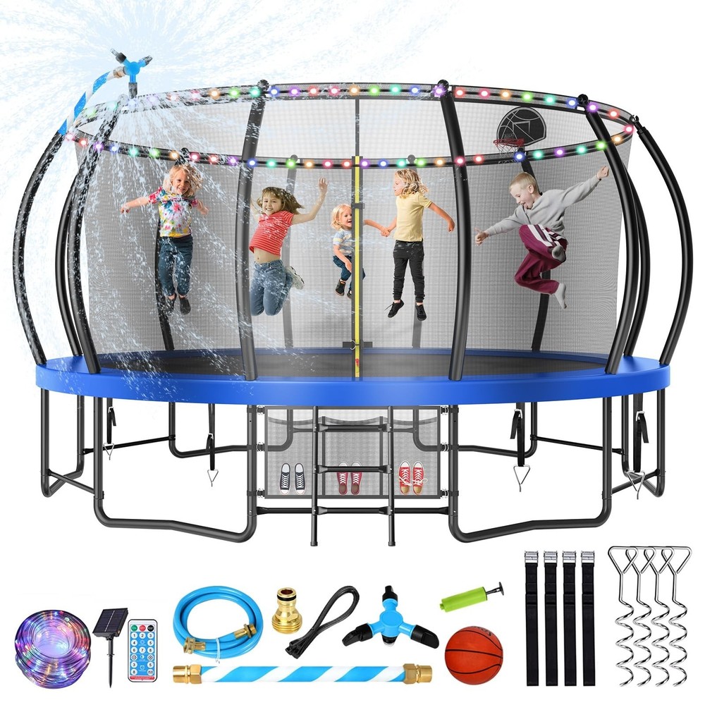 Lyromix 12 14 15 16FT Trampoline Outdoor with Basketball Hoop, Trampoline wit…