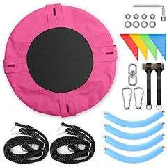 24″ Kids Tree Swing – Outdoor Small Saucer Swings with 900D Oxford Pink