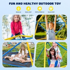10ft Climbing Dome Jungle Gym Outdoor Monkey Bar w/ Hammock & Swing Easy Setup