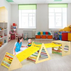 Kids Indoor Triangle Climber Play Gym Set Playroom Toddler Activity Ladder Ramp