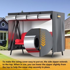 Outdoor Swing Cover, 3 Triple Seater 420D Waterproof Patio Porch Swing Cover …