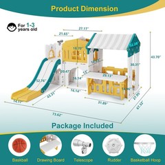 9 IN 1 Toddler Slide Climber Playset Playhouse Playground Indoor Outdoor Toys