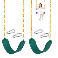 2Pcs Heavy-Duty Outdoor U-Swing Seats w/ Adjustable Chains, 660lb Capacity