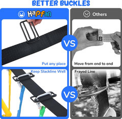 Hapfan 65 Ft Ninja Warrior Obstacle Course for Kids with Swing, Ninja Rope Cours