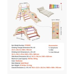 Uimoso 9-in-1 Toddler Climbing Set with Xylophone and Rainbow Design