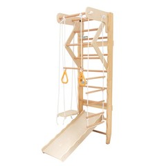 6-in-1 Swedish Ladder Wall Gym,Indoor Kids Playground Set with Swing,Rope Ladder