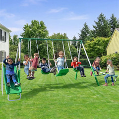 Park Ridge Metal Swing Set for Ages 3-8, 2 Swings, Standing Swing, Roman Glider,
