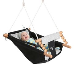 Natural Wood & Canvas Baby Swing: Indoor/Outdoor Cozy Toddler Hammock Chair