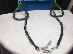 Durable Green Gorilla Play Sets 17” Rubber Coated Link Chain Trapeze Bar w/Rings