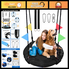 Outdoor Kids Tree Swing – 900D Waterproof Round Flying Saucer with Adjustable Ro