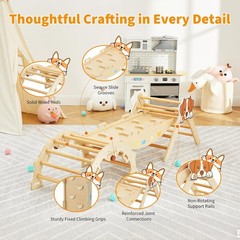7-in-1 Pikler Triangle Climbing Set Foldable Wooden Toddler Climbing Toys Set