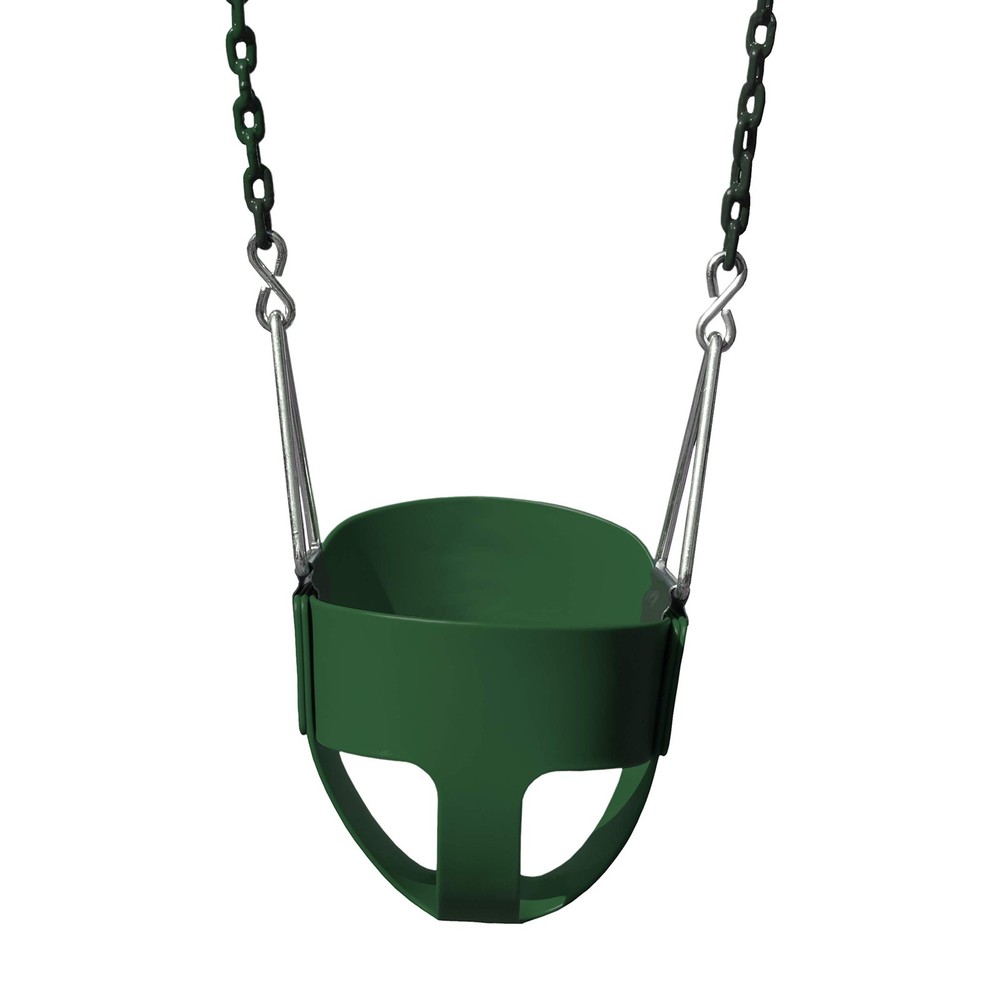 04-0008-G/G Full Bucket Toddler Swing, Bucket, Green 60″ Plastic Coated Chain…