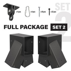 2-Pack A-Frame Swing Set Bracket Kit with 4 Hangers Playground Black