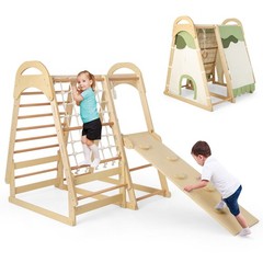 Kid’s Climbing Toy w/ Slide Climbing Net Climbing Rock Removable Tent