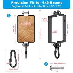 Heavy Duty Swing Hangers for Wooden Sets Snap Hooks, 3mm Thickness Porch Swin…