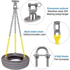 Tire Swing Chains Kit 360° Rotation Heavy Duty Swing Hanger with Coated Chain…