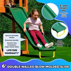 Outdoor Wooden Swing Set Backyard Playground Slide Saucer Play Fort Heavy Duty