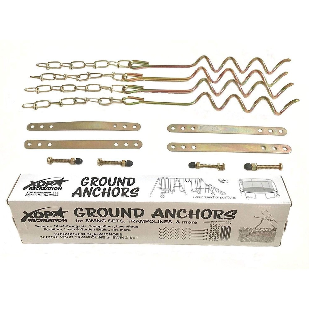 Metal Ground Anchor Kit – 4pcs Auger-Style 12 3/4″ ea. All Hardware Included….