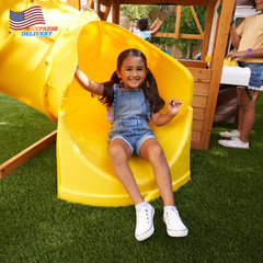 Castlewood Wooden Swing Set Playset with Clubhouse Mailbox Slide & Play Kitchen