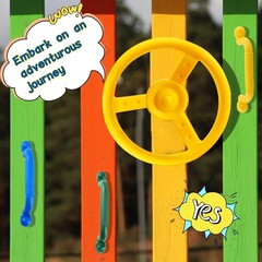 4 Pieces Steering Wheel Playset Plastic Swingset Steering Wheel with Mounting…