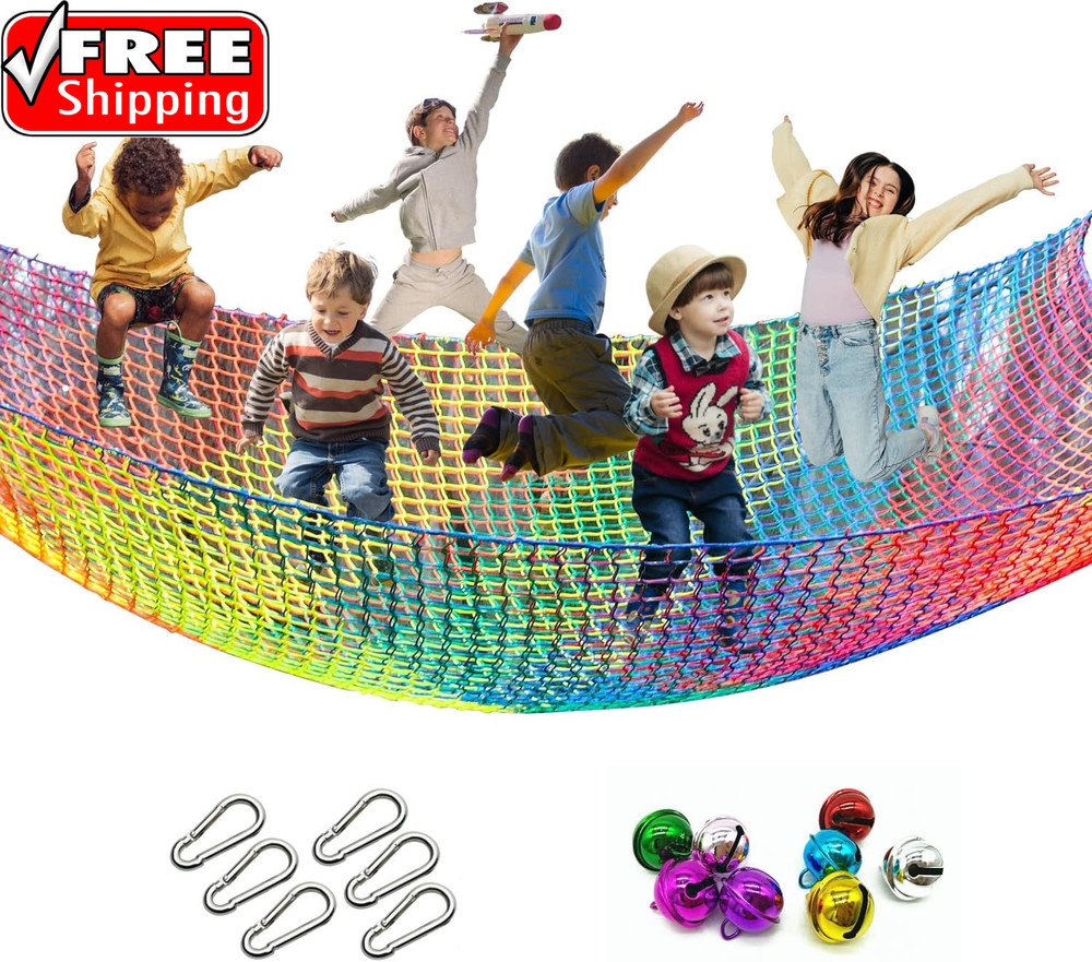 Climbing Cargo Net, 6.5′ X 9.8′ Double Layers Playground Safety Net, Kids Backya