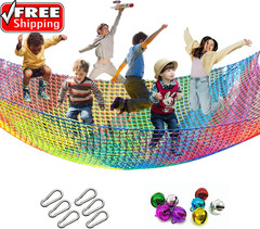 Climbing Cargo Net, 6.5′ X 9.8′ Double Layers Playground Safety Net, Kids Backya