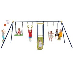7-in-1 Kids Swing Combo Set w/ Adjustable Ropes & 8 Ground Stakes for Outdoor