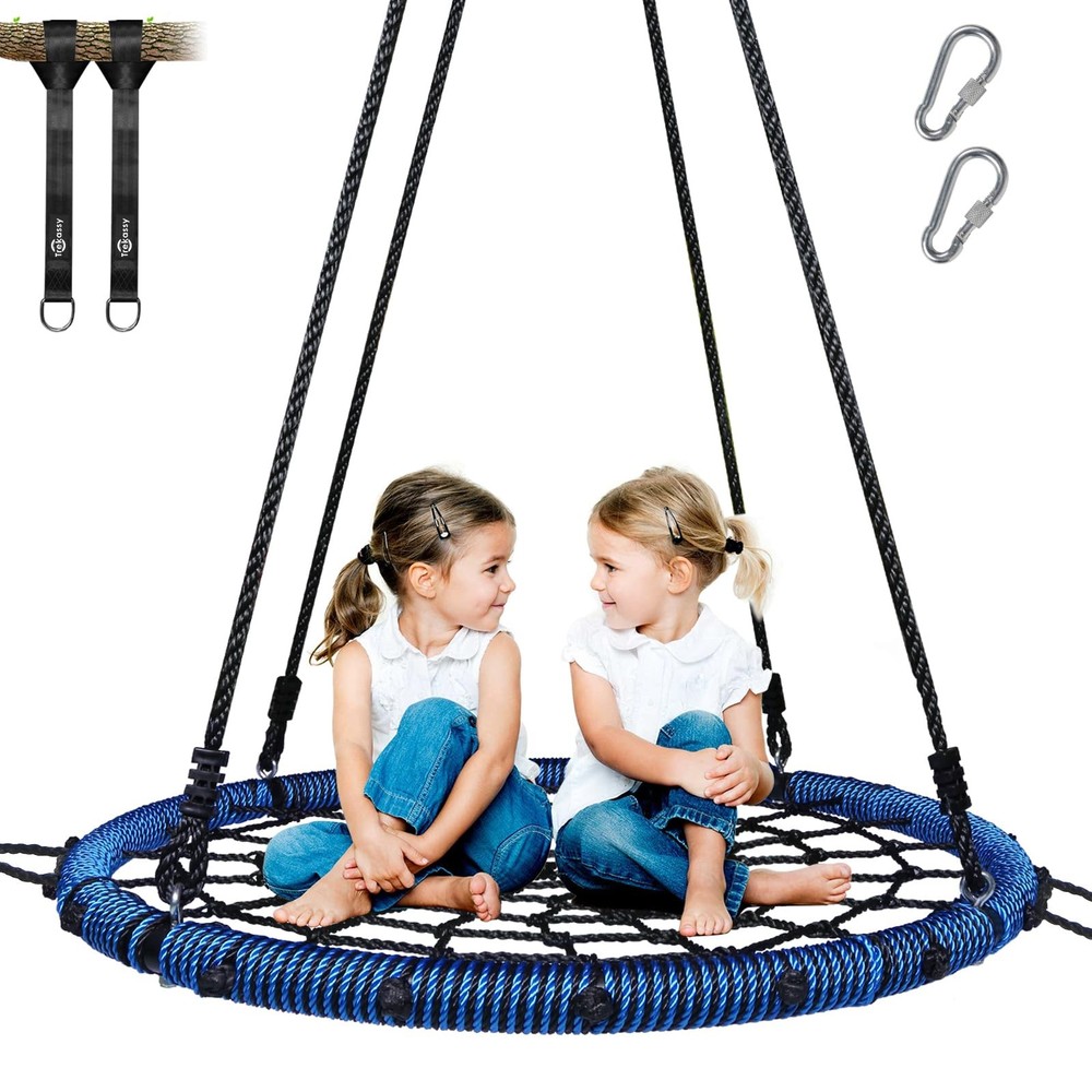 Trekassy 40″ Spider Web Saucer Tree Swing for Kids & Adults – Blue